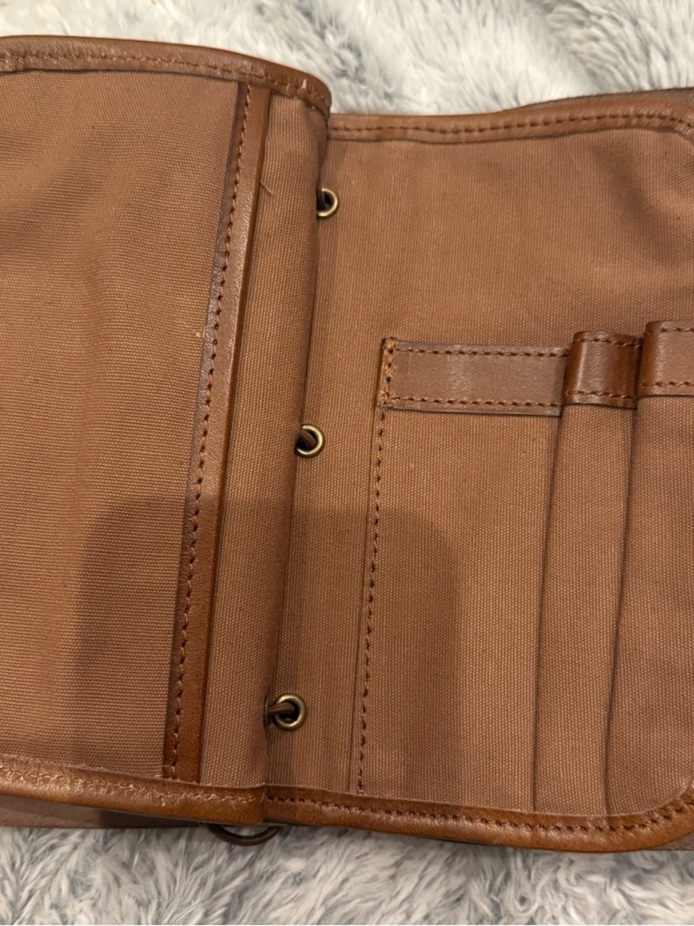 QVC Brown Leather Travel Folio with Embossed Compass - Picture 5 of 6